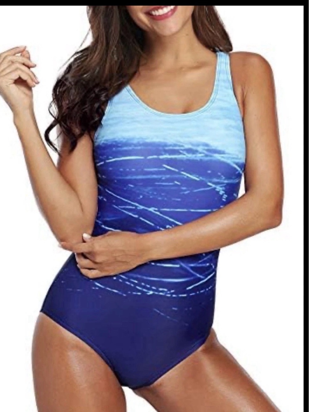 Blue Ombre Scoop Back One-Piece Swimsuit